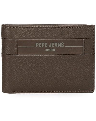 Pepe Jeans Checkbox Horizontal Wallet With Purse Brown 11 X 8 X 1 Cm Leather