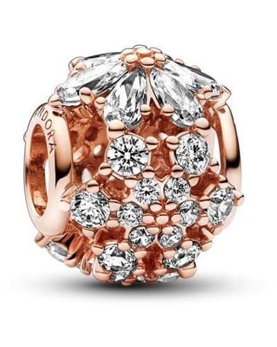 PANDORA Timeless Sparkling Herbarium Cluster 14k Rose Gold-plated Charm With Clear Cubic Zirconia - White