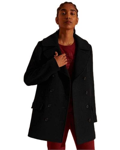 Superdry S Wool PEA Coat Jacket - Schwarz