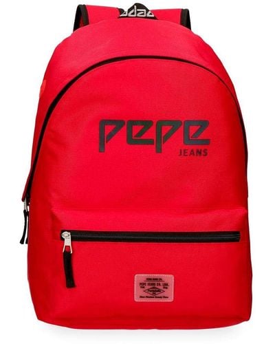Pepe Jeans Osset Sac à dos adaptable au chariot Rouge 31x42x17,5 cms Polyester 22.79L