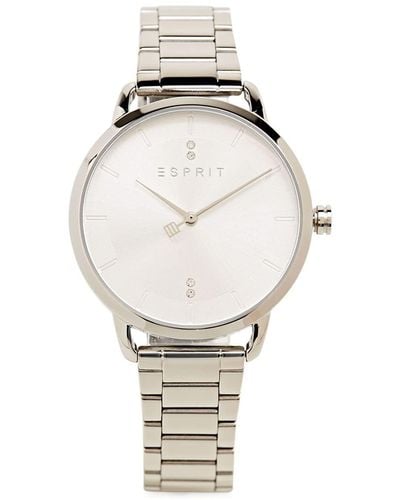 Esprit Edelstahl-Uhr mit Zirkonia-Besatz - Weiß
