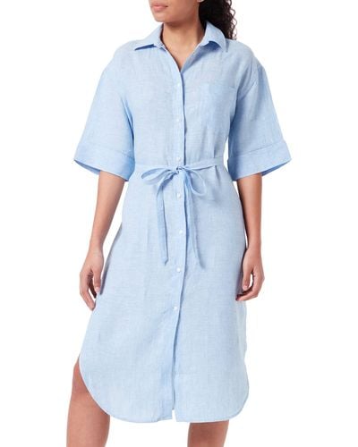 GANT D2. Linen Chambray Shirt Dress Kleid - Blau