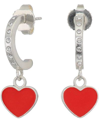 ALEX AND ANI Color Infusion Heart Huggie Hoop Earrings - Red