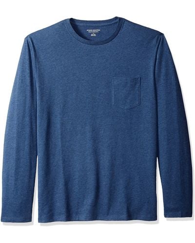 Amazon Essentials Regular-fit Long-Sleeve Pocket T-Shirt - Bleu