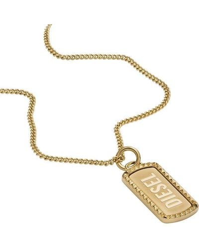 DIESEL Dx1456710 Necklace Dog Tag Stainless Steel Gold-coloured - Metallic