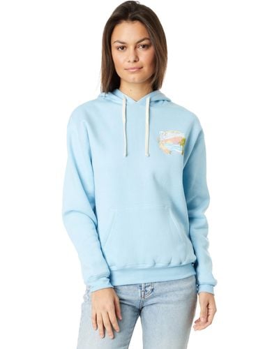 Billabong Graphic Pullover Sweatshirt Fleece Hoodie - Blue