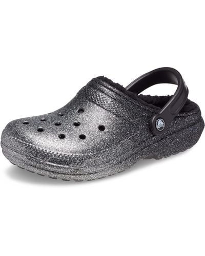 Crocs™ Klassieke Gevoerde Glitter Zwart/zilveren Klompen
