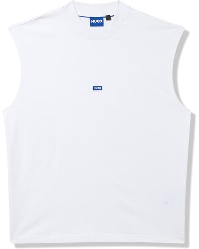 HUGO Small Logo Block Muscle Tank T-shirt - White
