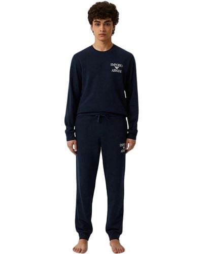 Emporio Armani Sweater+Trousers Iconic Terry - Blau