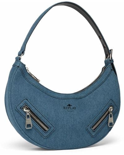 Replay Women's Handbag Made Of Cotton - Blue