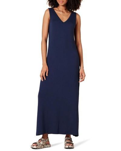 Amazon Essentials Jersey V-neck Tank Maxi-length Dress - Blue