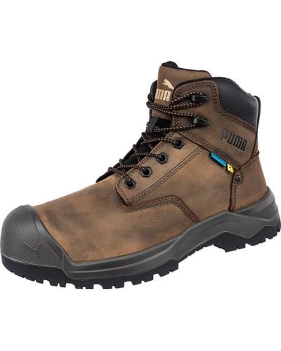 PUMA Safety Granite 6" Work Boot Metatarsal Guard Composite Toe Slip Resistant Waterproof Eh - Brown