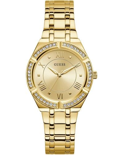 Guess Black + Gold-tone Crystal Silicone Watch - Metallic
