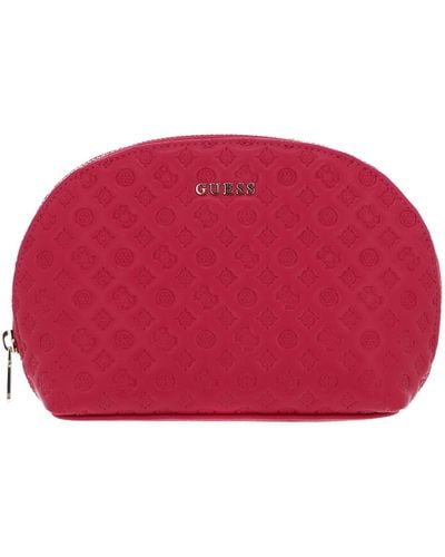 Guess Dome Cosmetic Pouch Bright Pink - Rood