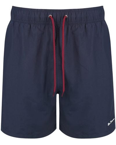 Ben Sherman S Swim Shorts In Navy Medium Length - Blue
