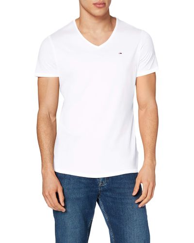 Tommy Hilfiger T-Shirt Kurzarm Core Stretch V-Ausschnitt - Weiß