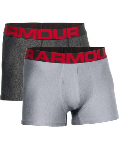 Under Armour S Tech 3inch 2 Pack Boxers Mod Grey Light Xs