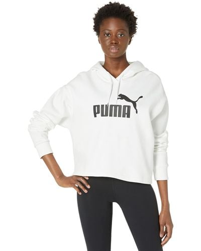 PUMA Essentials Cropped Logo Fleece Hoodie - White