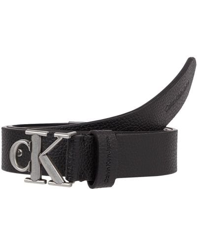 Calvin Klein Round Mono Lthr Belt 25mm - Black