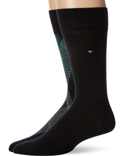 Tommy Hilfiger Mens Diagonal Stripe Classic Sock - Negro