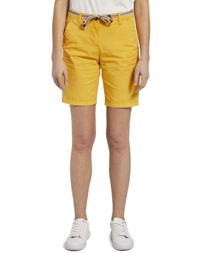 Tom Tailor Hosen & Chino Relaxed Chino Bermuda Shorts mit Stoffgürtel deep golden Yellow,44,22561,3000 - Gelb