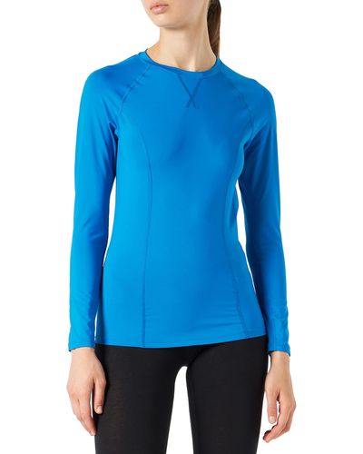 Amazon Essentials Camiseta Deportiva elástica de ga Larga Mujer - Azul