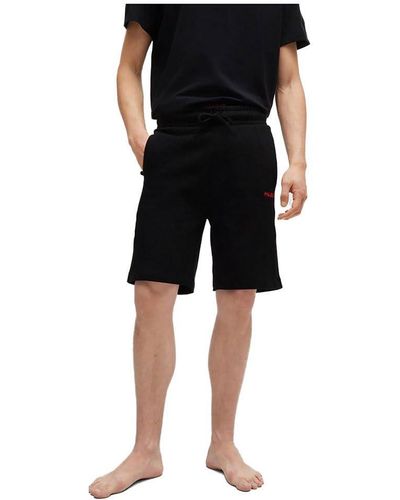 HUGO S Tonal Logo Shorts Cotton-terry Shorts With Logo Tape Side Seams Black