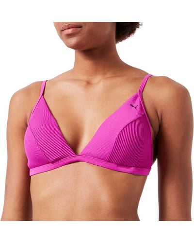 PUMA Swimwear Ribbed Triangle Top Bikini - Purple