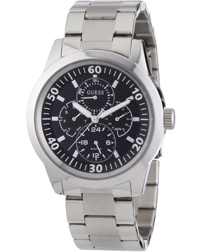 Guess Quartz Watch With Black Dial Analogue Display And Silver Stainless Steel Strap W11562g3 - Grey