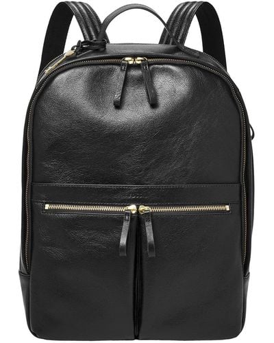Fossil Tess Leather Laptop Backpack - Black