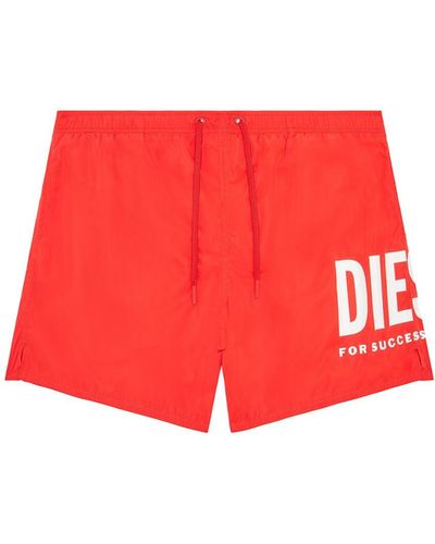 DIESEL Bade-Shorts mit großem Logo-Print - Rot