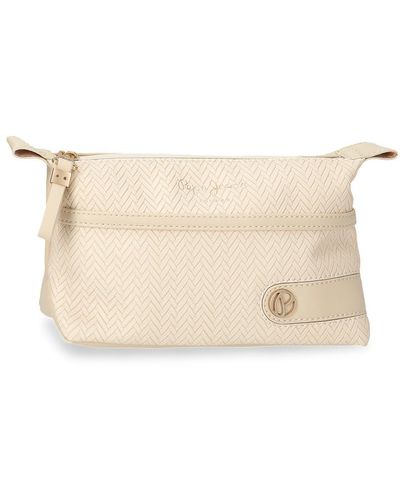 Pepe Jeans Sprig Toiletry Bag Beige 20.5x11.5x7.5cm Faux Leather By Joumma Bags - Natural