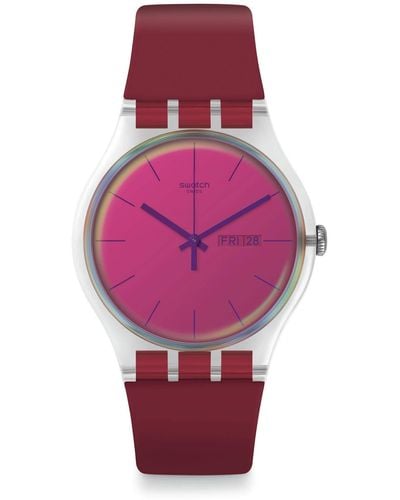 Swatch Uhren Analog Quarz Silikon 32011708 - Rot