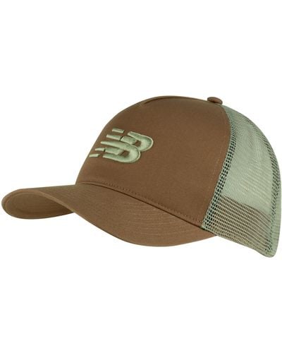 New Balance , , Sports Essential Trucker Hat, Fashion Trucker Mesh Back Cap For Adults, One Size Fits Most, Walnut - Green