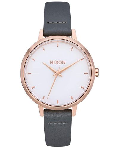 Nixon Analog Quarz Uhr mit Leder Armband A1261-2239-00 - Grau