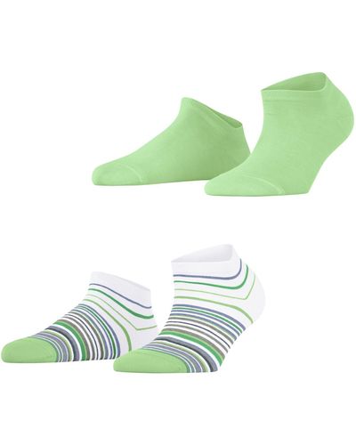 Esprit Multi Stripe 2-pack W Sn Cotton Short Plain 1 Pair Trainer Socks - Green