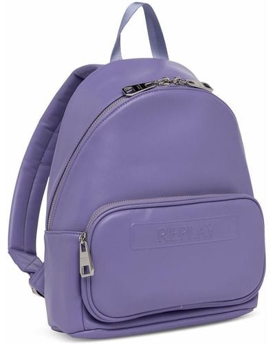 Replay Women's Backpack Made Of Faux Leather - Purple