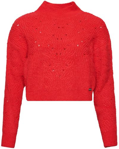 Superdry S Pointelle Cable Knit Jumper - Red