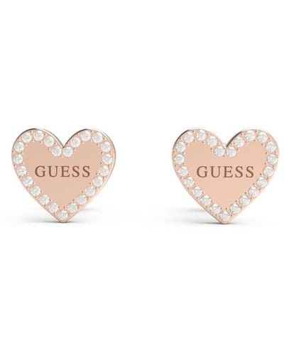 Guess Jewellery Heart To Heart Rose Gold Earrings Jube01082jwrgt - Black