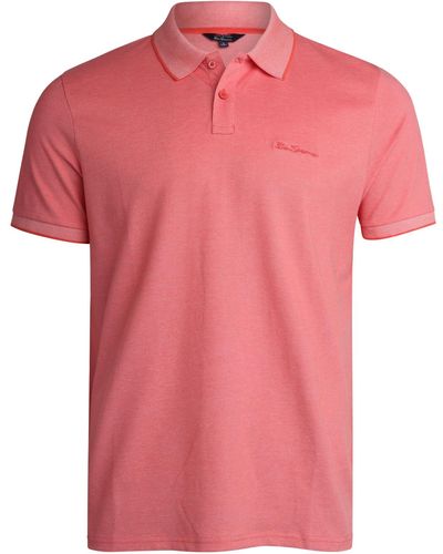 Ben Sherman Classic Fit 2-button Short Sleeve Shirt - Casual Stretch Birdseye Polo For - Pink