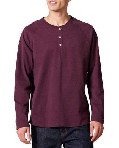 Amazon Essentials Henley-shirt Met Normale Pasvorm En Lange Mouwen - Paars