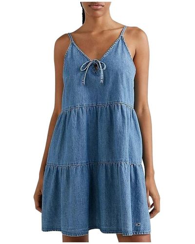 Tommy Hilfiger Chambray-Kleid mit Rüschen - Blau