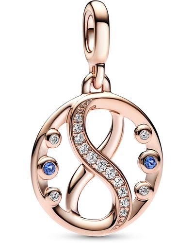 PANDORA Me Infinity 14k Rose Gold-plated Medallion With Clear Cubic Zirconia And Stellar Blue Crystal - Metallic