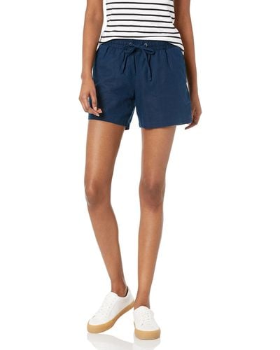 Amazon Essentials Shorts aus Leinengemisch mit Zugband und 12,7 cm Innenbeinlänge - Blau