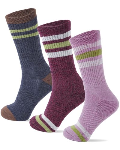 HIKARO Merino Wool Crew Socks For Women,thermal,soft Cushion And Breathable Socks,ideal For Gifts Or Leisure Wear,3 Pairs,uk Size 6-8 - Purple
