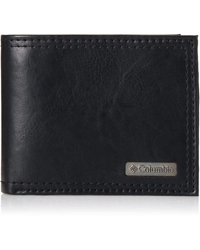 Columbia Leather Rfid Protected Extra Capacity Slim Bifold Wallet - Black