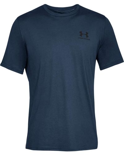 Under Armour Sportstyle T-shirt Met Linkerborst - Blauw