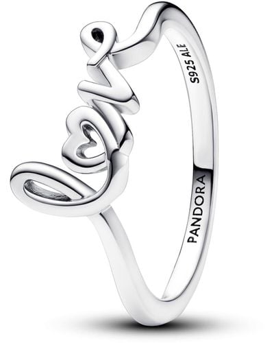 PANDORA Moments Love Sterling Silver Ring - White