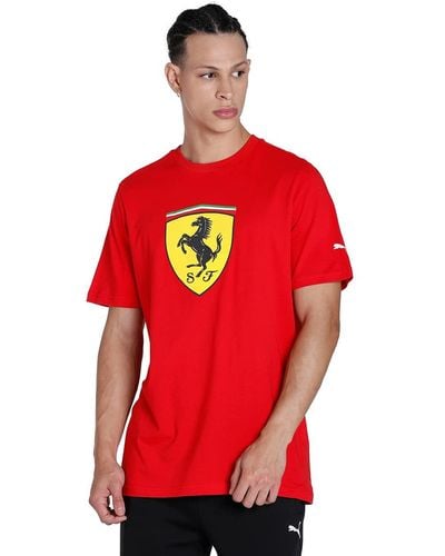 PUMA T-Shirt Scuderia Ferrari Big Shield da Uomo S Rosso Corsa Red