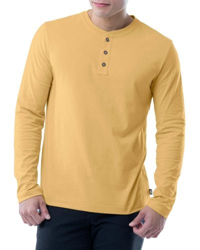 Lee Jeans Long Sve Soft Washed Cotton Henley T-shirt - Yellow